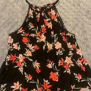 Size 6 Black Flower Print Tank Top